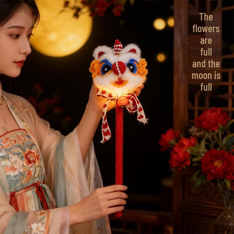 Luminous Lion Dance Lantern Plush Toy - New Year Children's Hanging Ornament