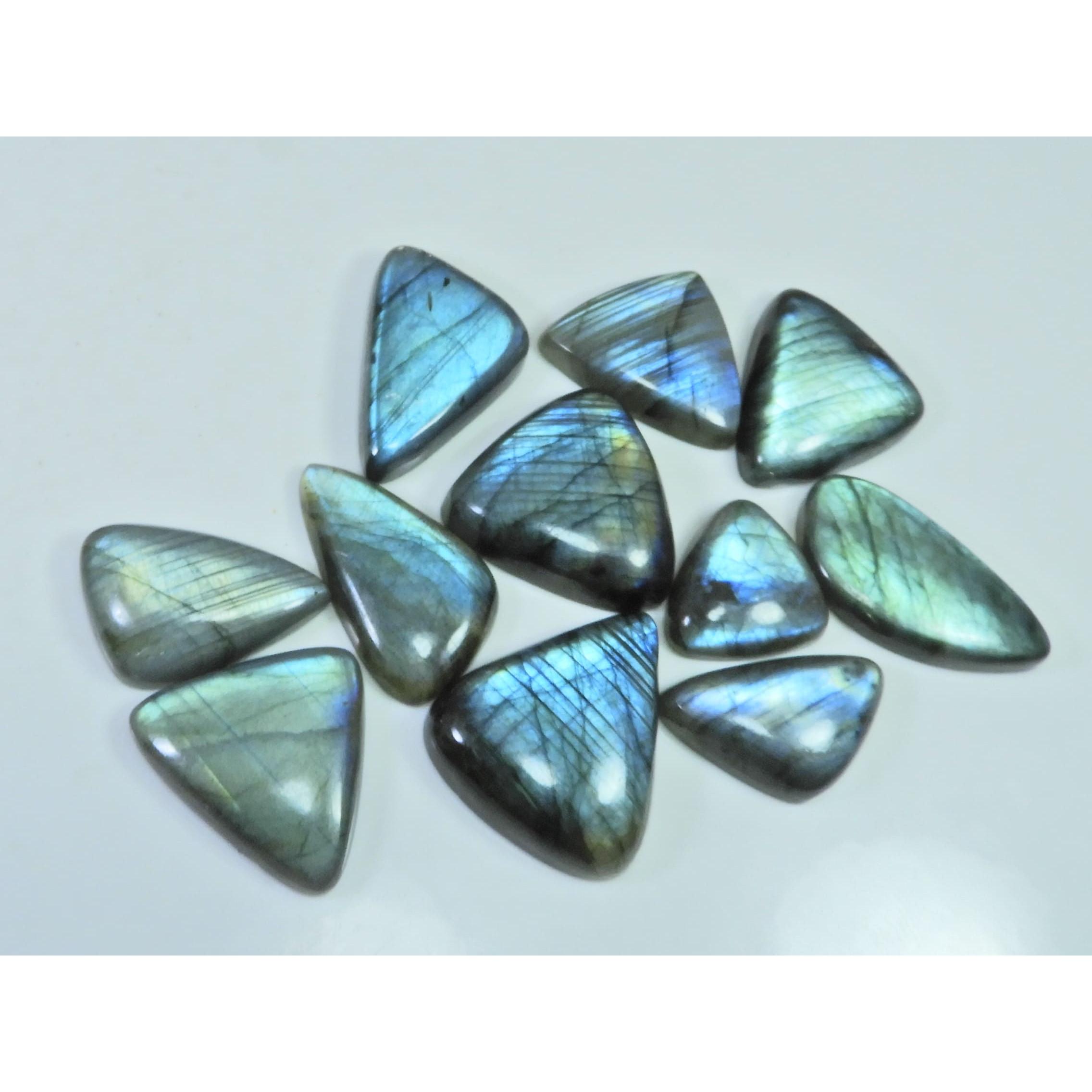 Natural Labradorite Green Multi Fire Fancy Cabochon Loose Gemstone 11Pcs Lot LL-1114