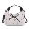 Bow Crossbody Bag for Women Sweet Fashion Print Metal Heart Pendant Hand-held Single Shoulder Bag Commute Handbag Underarm Pouch