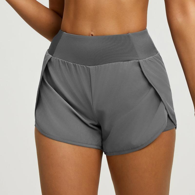 Fake Two-piece Sports Shorts Women's Anti-light Side Pockets Loose Running Fitness Yoga Shorts