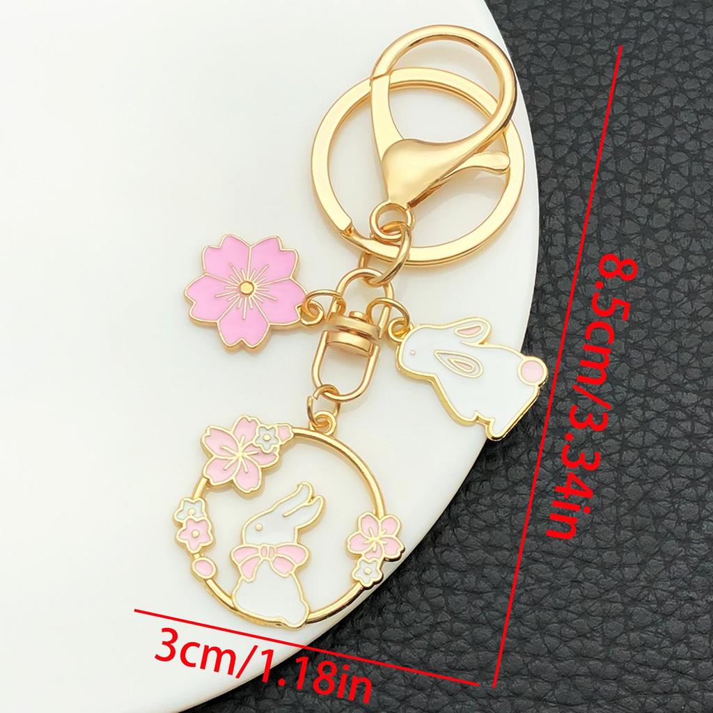 Cartoon Mid-Autumn Pink Bow Rabbit Keychain Pendant