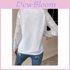 Pure Color Lace Long Sleeve T Shirt With Embroidery For Casual Women