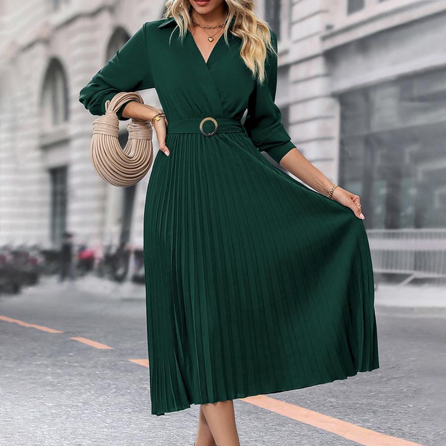Women's High-End Solid Color Dress - Spring/Autumn Fashion