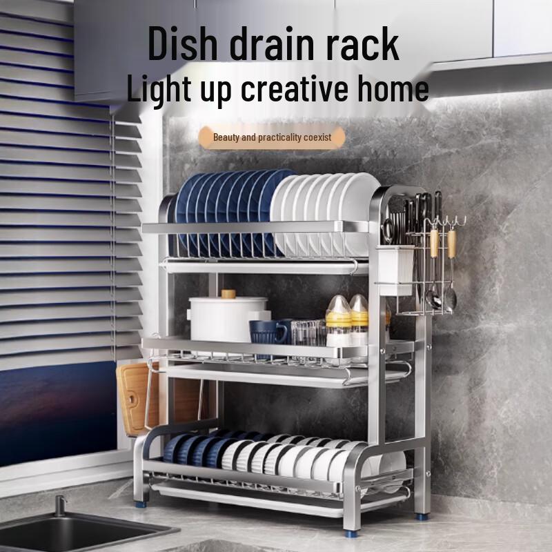 3-Tier Aluminum Countertop Dish Drying Rack