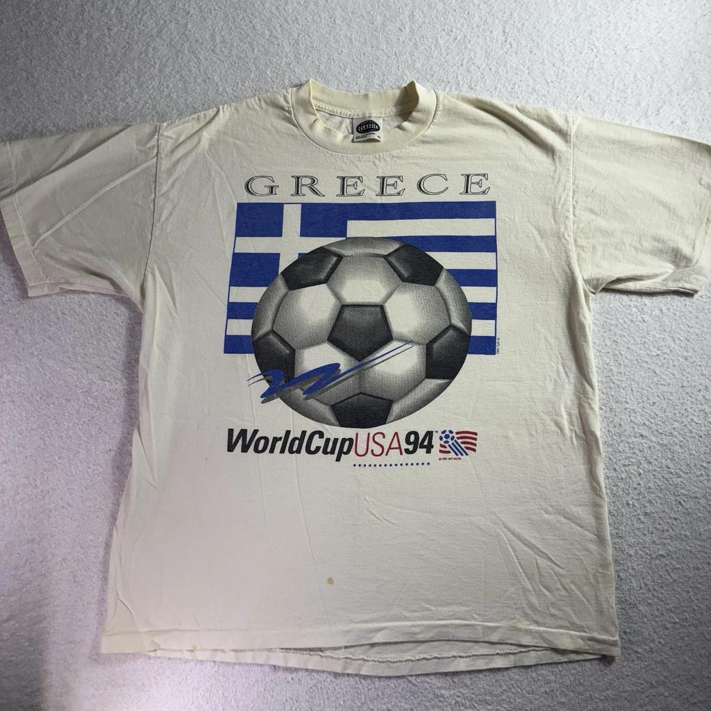 Vintage 1994 World Cup Greece Flag Single Stitch T-Shirt Size XL