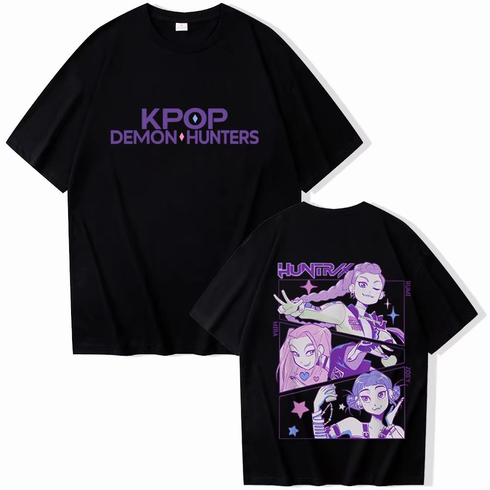 Kpop Demon Hunters 2025 Hot Anime Print Cotton T-shirt For Men Harajuku Summer Short Sleeve Tees Casual Streetwear Unisex Tops