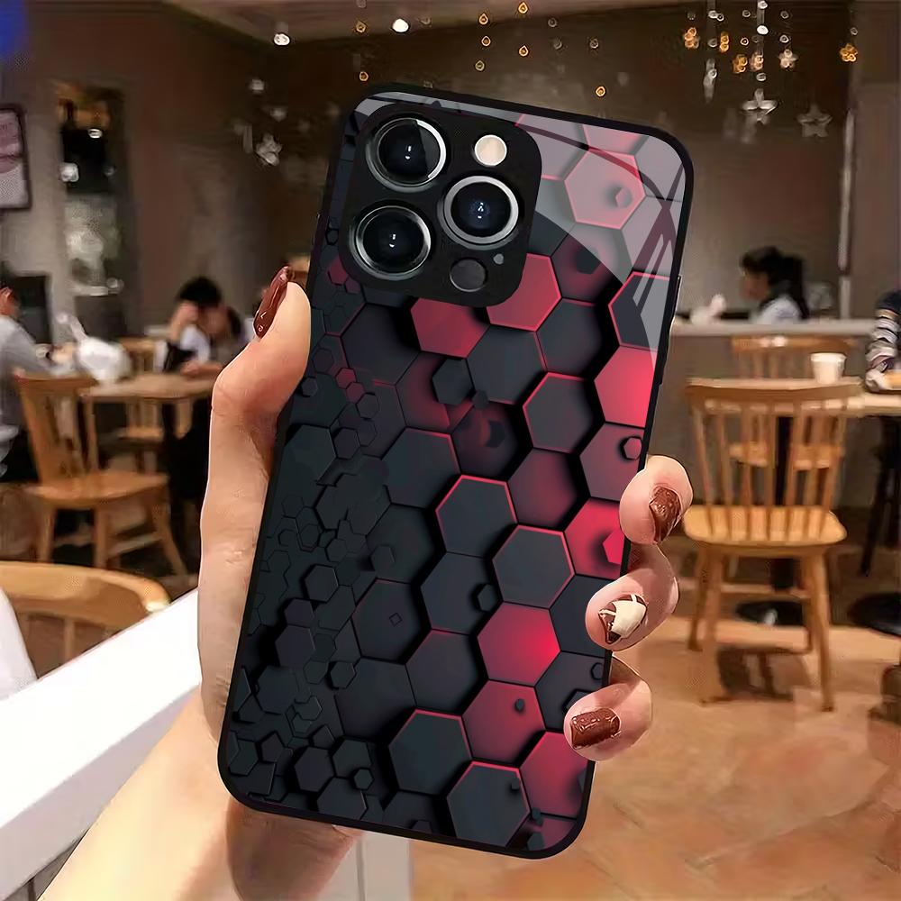 Simple and stylish tempered glass mobile phone case suitable for iPhone 17/16/15/14/13/12/11Pro Max all-inclusive anti-fall