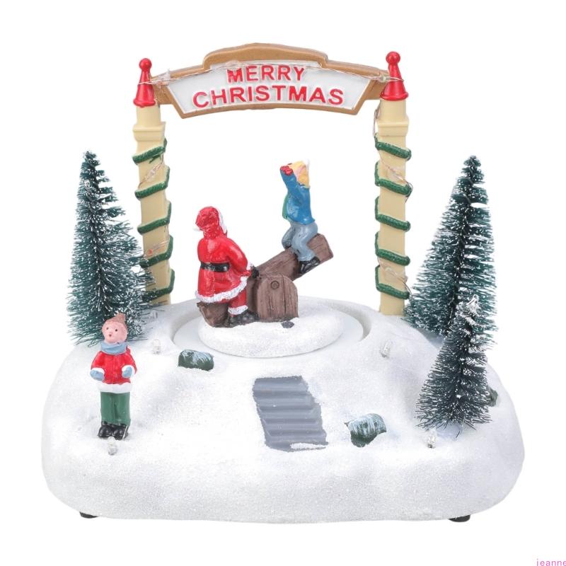 Ecological Friendly Resin Rotating Music Box Christmas Decors with Builts In Music Player and Ambients Lighting Systems