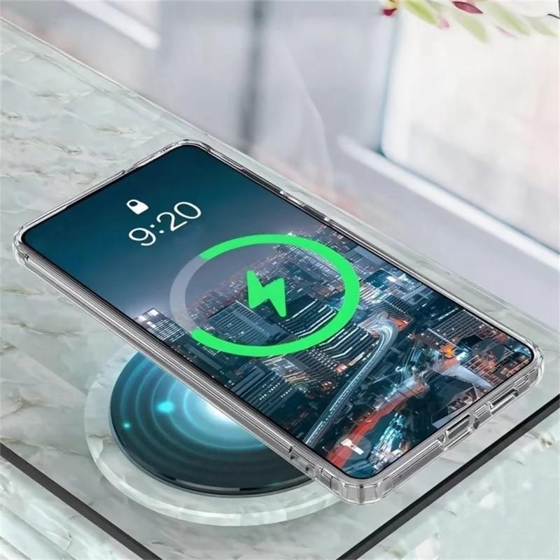 For Samsung Galaxy S25 Edge Clear Phone Case WANLONFENG LM Series Compatible with MagSafe with Screen Film (Big Lens Hole)