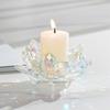 Clear Figurines Crystal Lotus Candle Holders Glass Flower Tea Light Holder  Bar