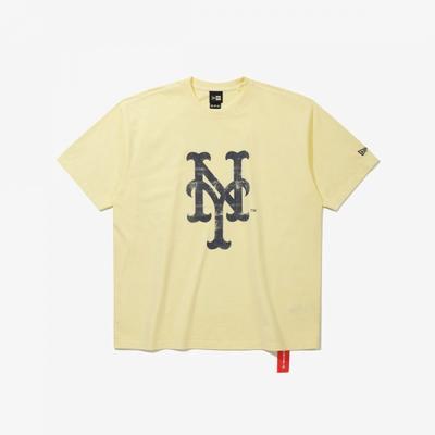 New Era Mlb New York MeTs Big Logo PigmenT T shirT Yellow 15147556