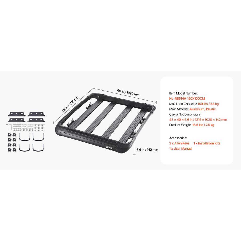 SucceBuy Roof Rack Cargo Carrier 48x40x5.6“ Universal Rooftop Cargo Basket Car Top Luggage Holder Anti-Rust Alloy Steel for Car
