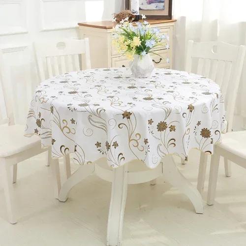 2 Meter Lace Edge Circular Coffee Table Mat PVC Circular Tablecloth Waterproof Anti Scald Anti Oil Wash Free Cloth