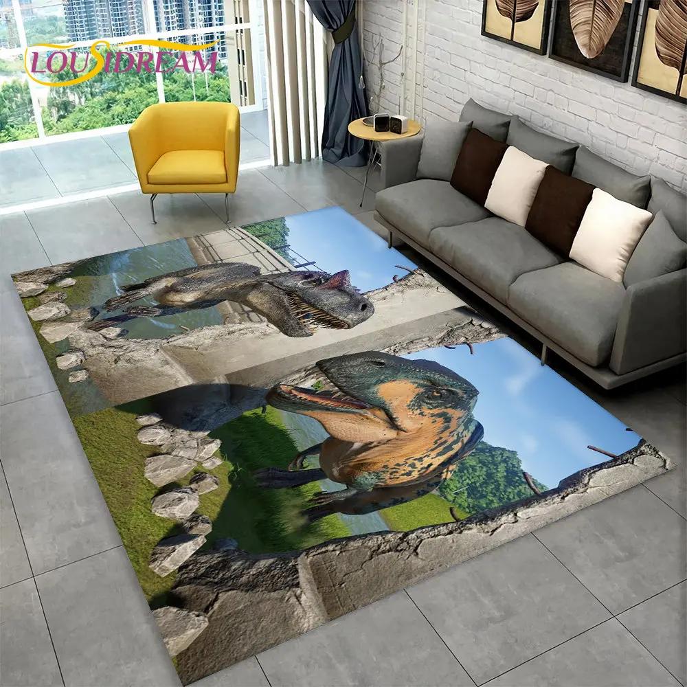Koberec 3D vizuální iluze pro dinosaury,Koberec pro domácí obývací pokoj Ložnice Pohovka Herna Dekor rohožky,Kid protiskluzové podlahové rohože