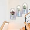 Blumen-Silhouette Wandkunst 3 Stück Vasen-Aufkleber, Selbstklebende Florale Abziehbilder, Abnehmbare Moderne Wohnaccessoires 3D Botanisches Wandbild für Wohnzimmer
