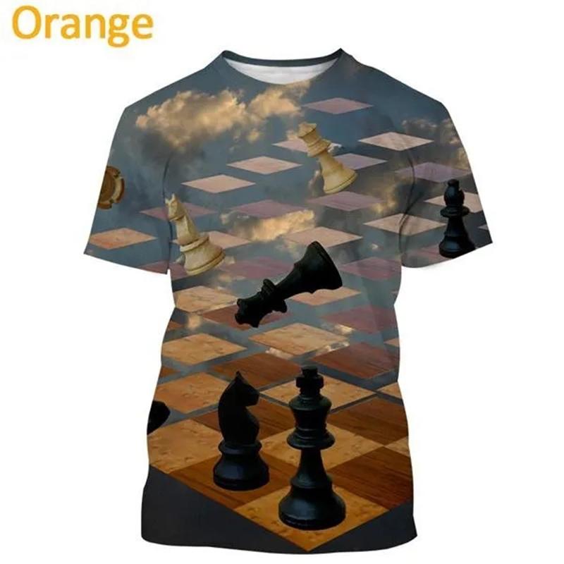 Men's 3D Chess T-shirt, Funny Graphic T-shirt, Original, Exterior, Short Sleeve, Casual, Neck, Neck, Summer Trend