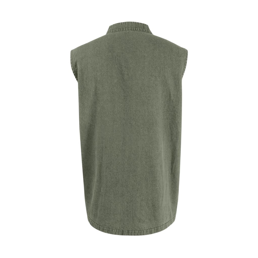 Men's Summer Fashion Distressed Denim Shirt. Men's Casual Sporty Sleeveless Button-down Vest.