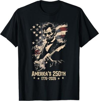 Abraham Lincoln spielt Gitarre 4. Juli 250. Jubiläum T-Shirt
