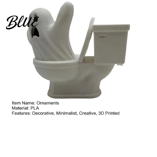 Stress Relieving Desk Toys 3D Printed Toilet Ghost Figurine Minimalist Statue Funny Desktop Ornament Whimsical Room Sculptures Creative Halloween