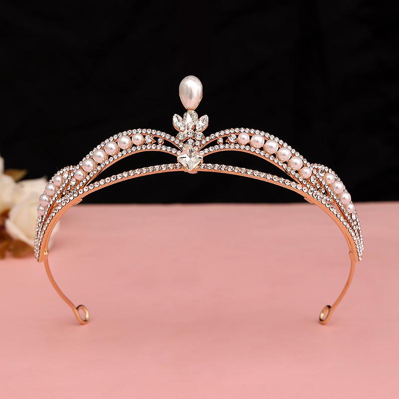 Pearl Crystal Princess Crown: Elegant Headdress for 18th Birthday or High-End Events
