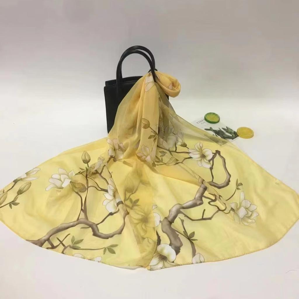 Summer versatile scarf long scarf beach sun-proof silk scarf women's small shawl scarf chiffon thin scarf