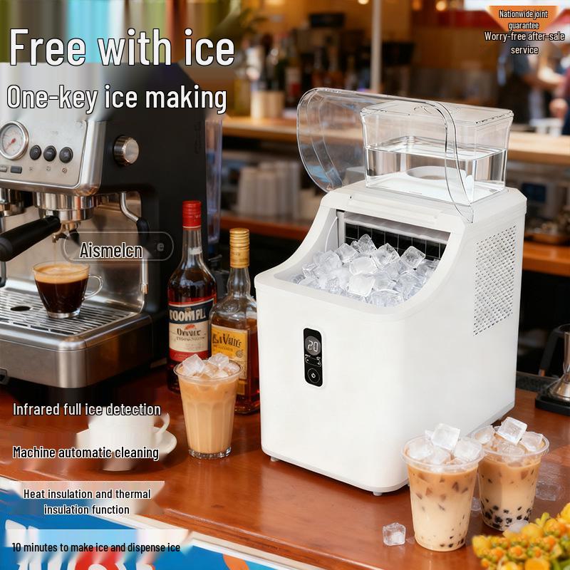 220V Automatic Square Ice Maker for Home, Commercial, Outdoor, Dorm, Camping, Milk Tea, Coffee, and Office Use