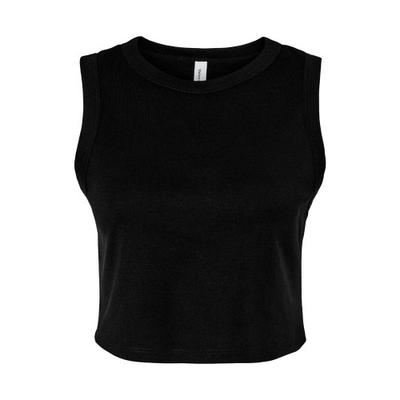 Womens/Ladies Plain Micro-Rib Muscle Crop Top