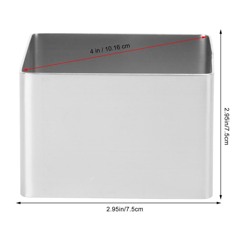 2,5 tums Fyrkantig Rostfri Stål Tårtring Mousseform Högtemperaturtålig för Bakning och Matlagning DIY Tårta