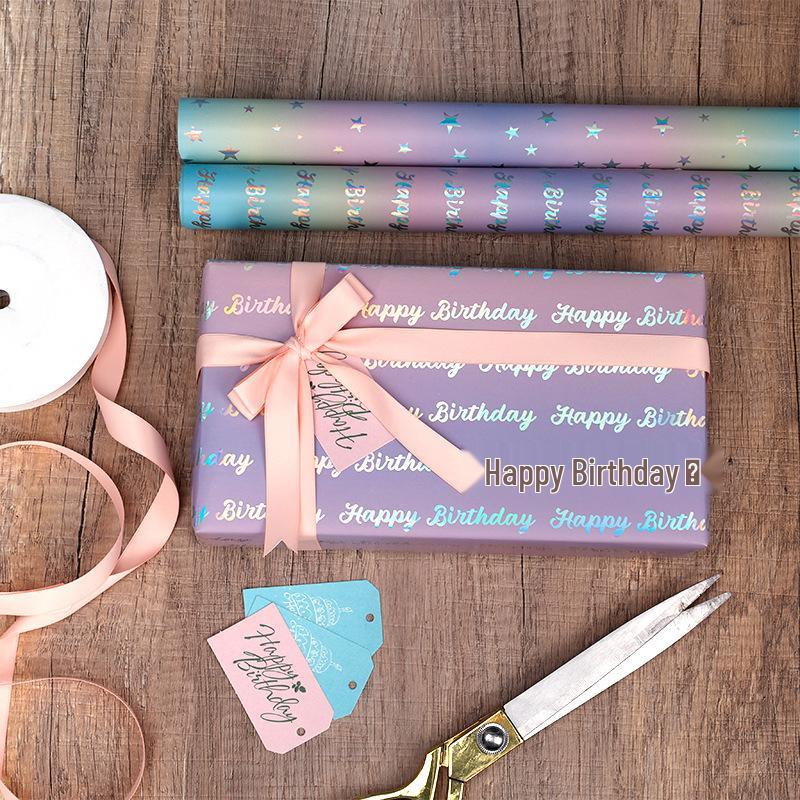 Valentine's & Birthday Laser-Printed Aluminum Foil Large Gift Wrap Paper