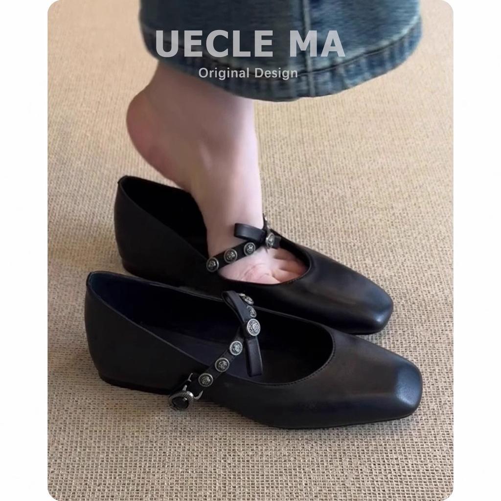 Super Soft Lambskin French Single Shoes Women's Flat Bow Light Mouth Ballet Shoes Small Square Head Retro Mary Jane Shoes
