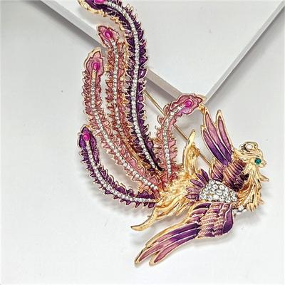 Neue High-End-Strass-Phönix-Brosche, elegantes Temperament, Anstecknadel für Damenbekleidung