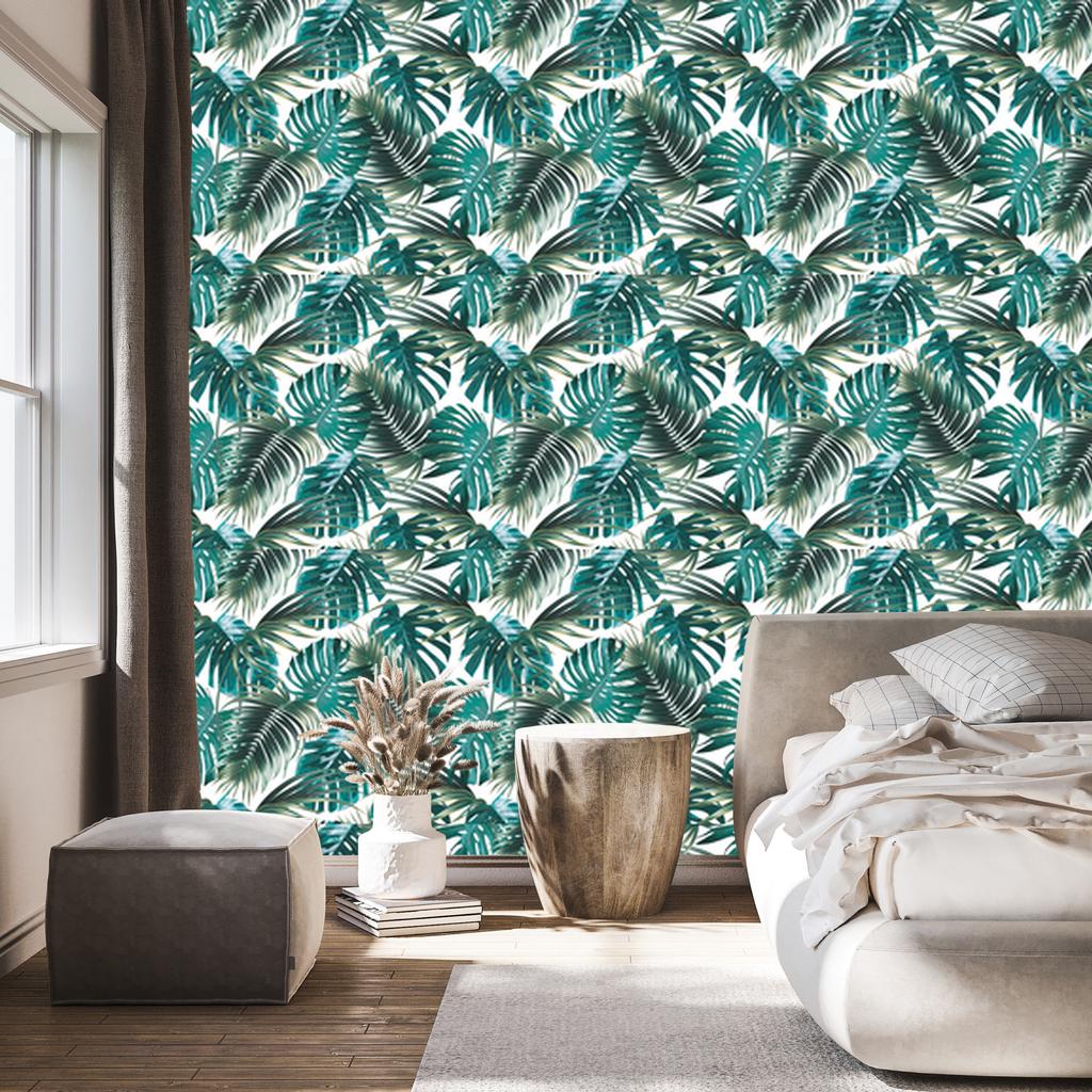 Palm and Monstera Leaves Wallpaper for Living Room and Bedroom 50x1000