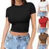 Women's 2026 Summer Crop Top: European & American Style, Exposed Navel, Short Sleeve, Plus Size