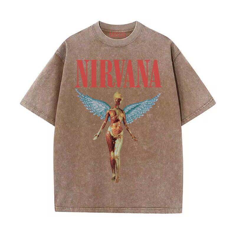 

Nirvana Kurt Cobain Vintage Washed Retro Tie-Dye Loose Fit Women And Men T-Shirt 3XL