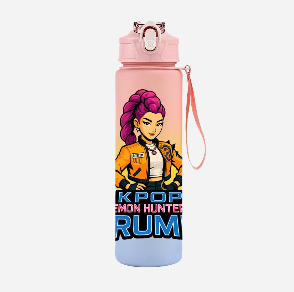 750Ml Water Bottler Cartoon K-Pop Demon Hunters Printed Character Water Cup Large Capacity Outdoor Portable Rope Drinking Bottle for Boy Girl Gift