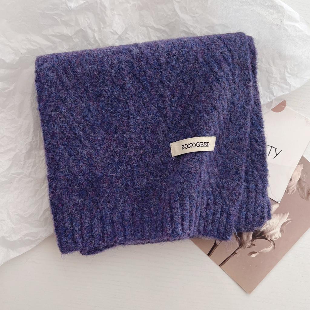 New Korea Styles Wool Knitted Small Scarf Women Winter Warm Scarves Simple Designer Thickened Shawl Soft Pashmina Neck