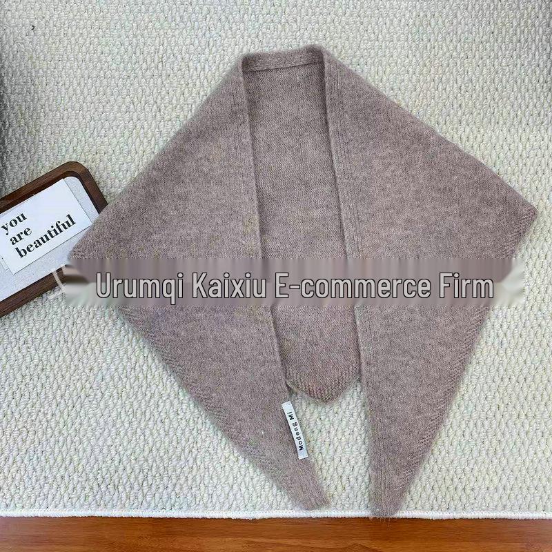 British Niche Brand: Women's Wool Knitted Triangle Scarf – Warm, Versatile, Multifunctional Headscarf.