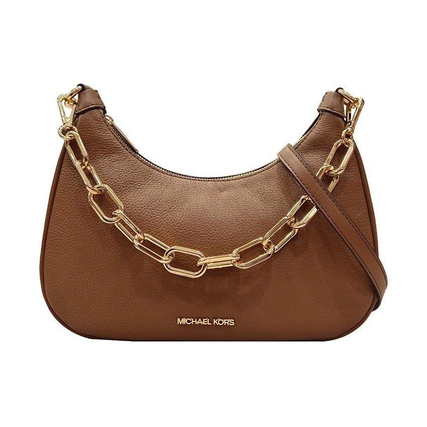 Michael Kors Cora Solid Logo Letter Chain Hardware Zipper Closure Leather Half Moon Handbag Shoulder Crossbody Bag Large Women Handbags 35S2G4CW3L-230