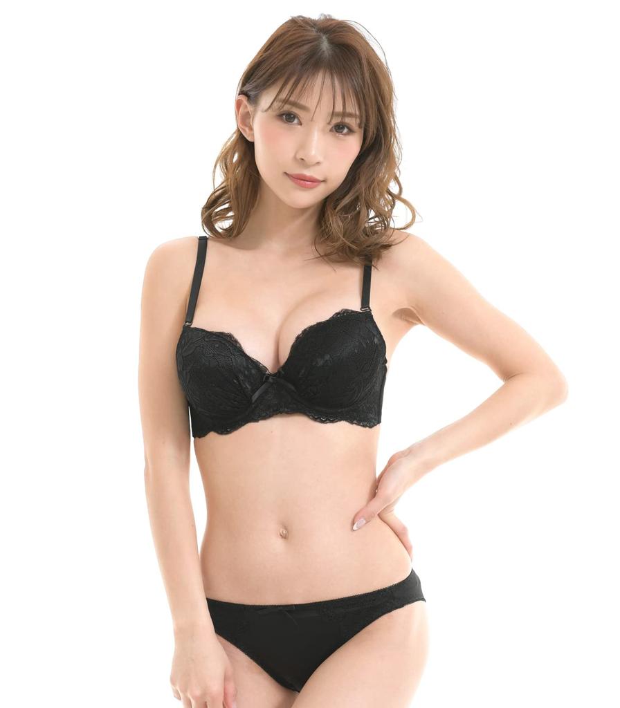 Laurea Core Core Lace Bra and Panty Set Women's (Black, B70)
