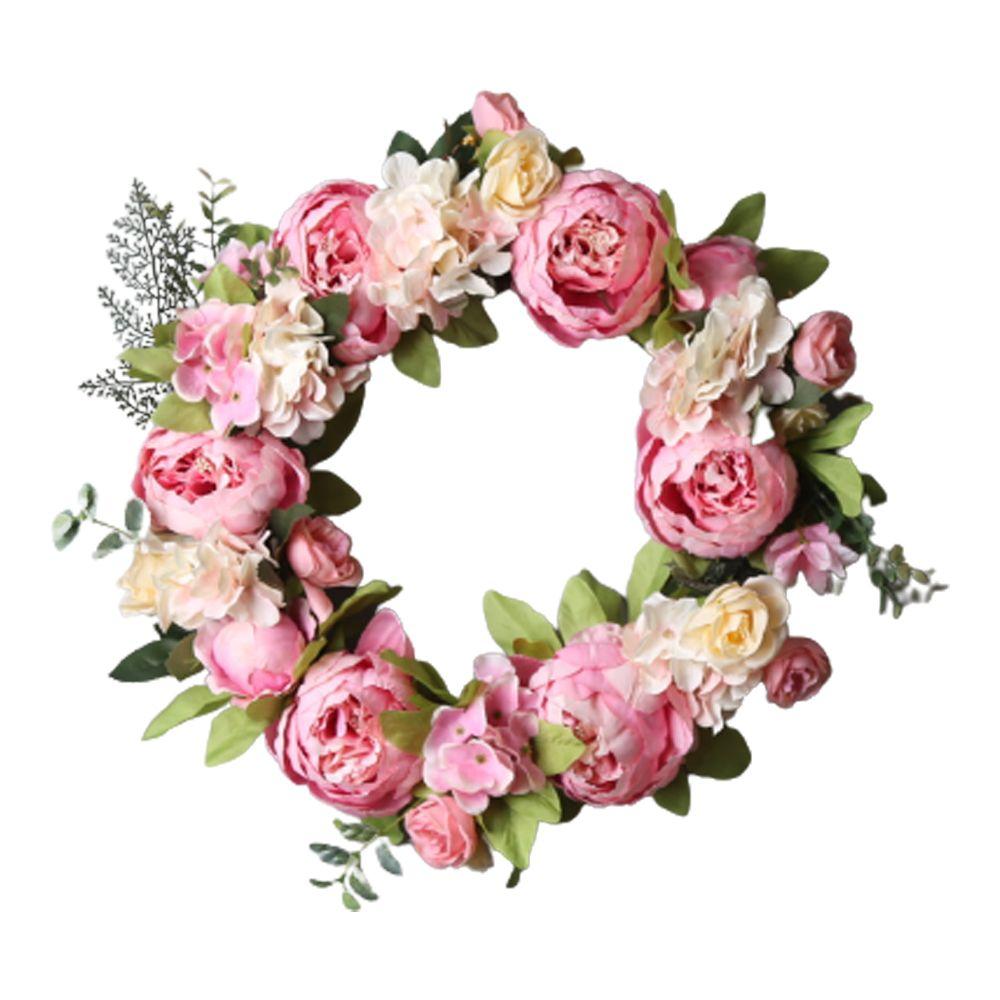

Props for Xmas Tree, Door Simulated Peony Garland Xmas Decoration Hanging Ornament Wedding Wreath розовый