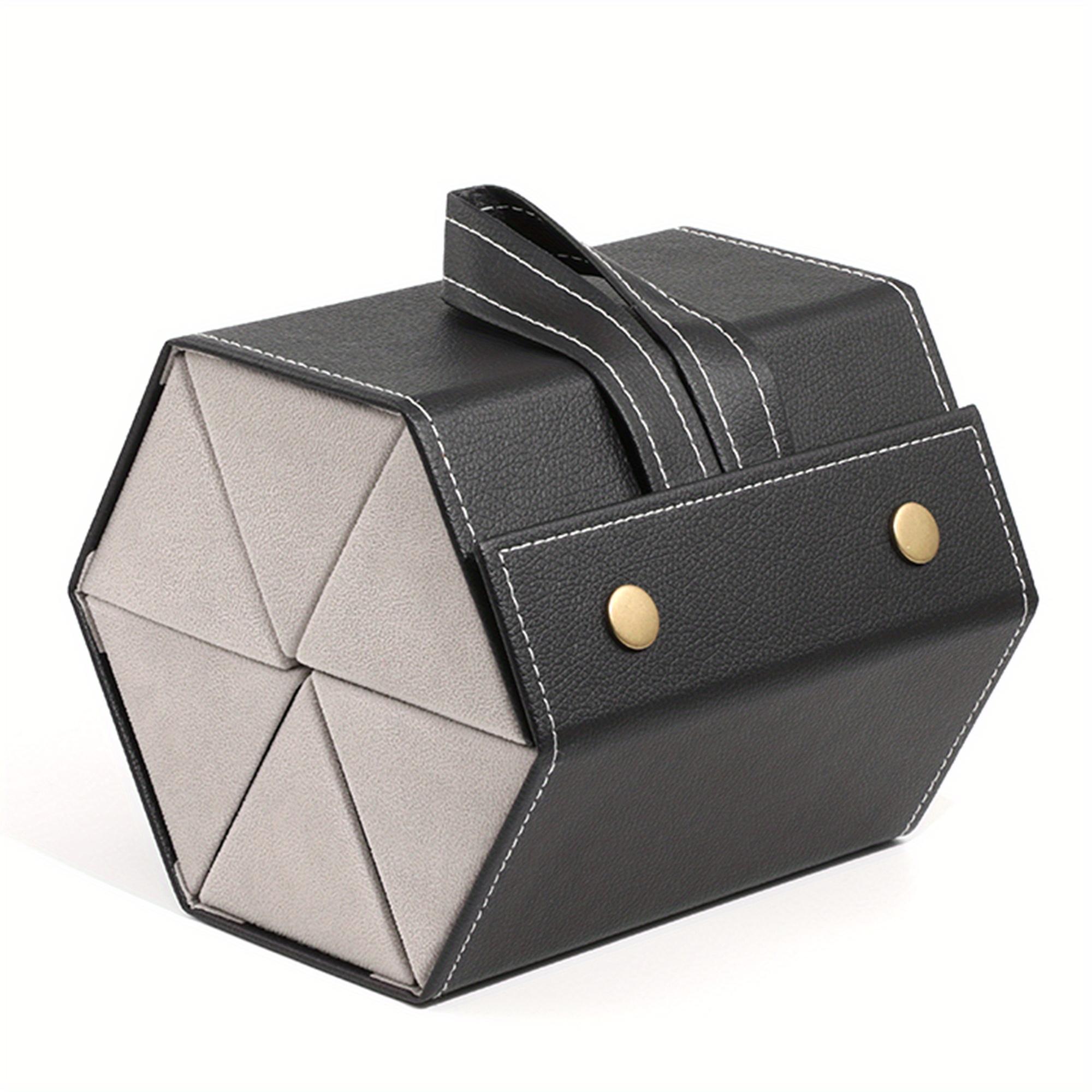 

1 шт. Складной чехол для очков | Органайзер с 6 отделениями для путешествий/дома, лоток с фетровой подкладкой на кнопке, портативный геометрический стиль чёрный