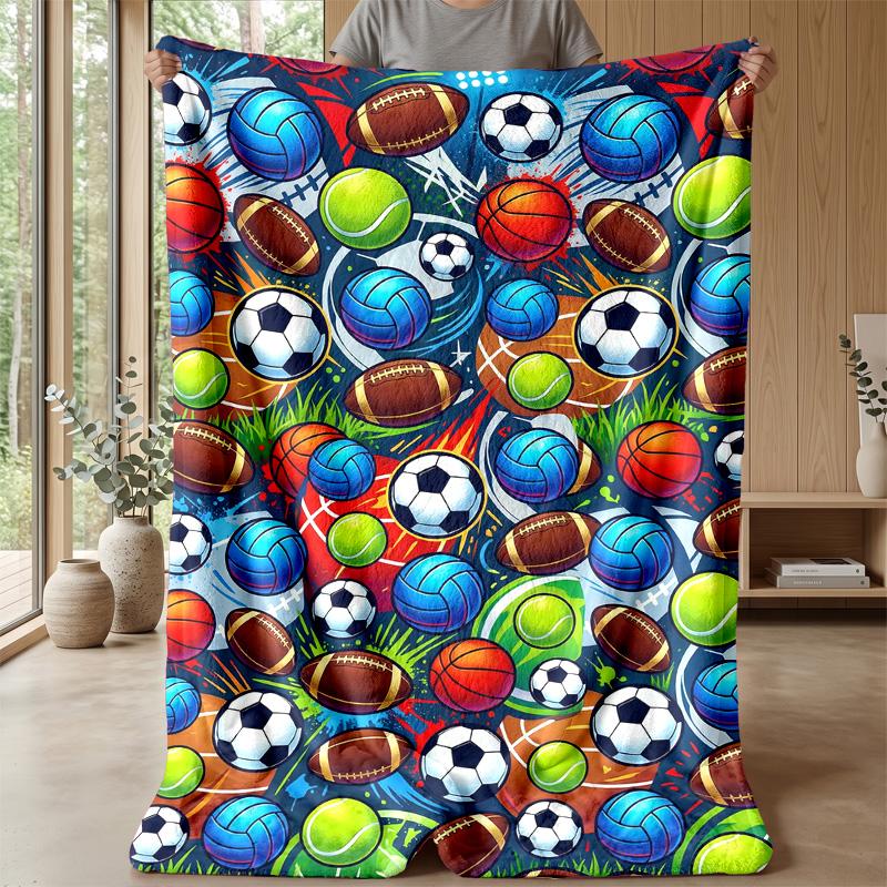 Sports Ball Pattern Theme blanket Lightweight Warm Flannel Blanket Decorative Throw Blanket for Home Decoration