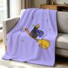 Witch Kitty Flannel Blanket Warm Soft Halloween Christmas Couch Warm Cozy Decorative Decor Gift for All Season