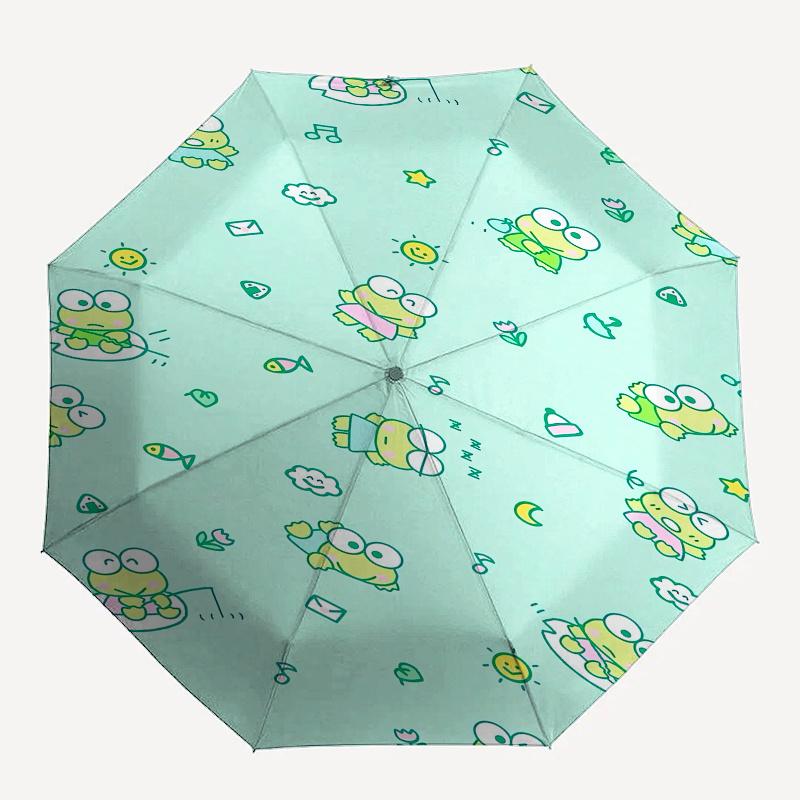 KEROKEROKEROPPI Automatic Folding Umbrella-Simple 8-Rib Design, Bright Cartoon Pattern, Durable Iron Frame, Suitable For Travel, Outdoor, Be