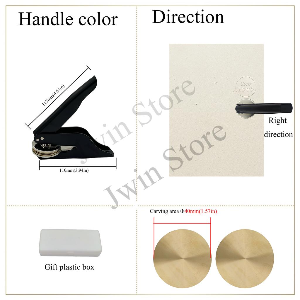 Customize Embossing Stamp with Your Logo Monogram Embosser Seal for Wedding Invitation DIY Craft 40mm Diameter