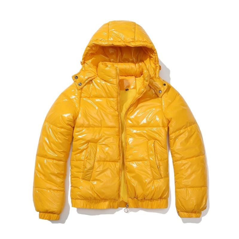 Chaqueta de invierno para mujer, estilo bombardero, color amarillo, con relleno y cremallera, estilo motociclista, nueva