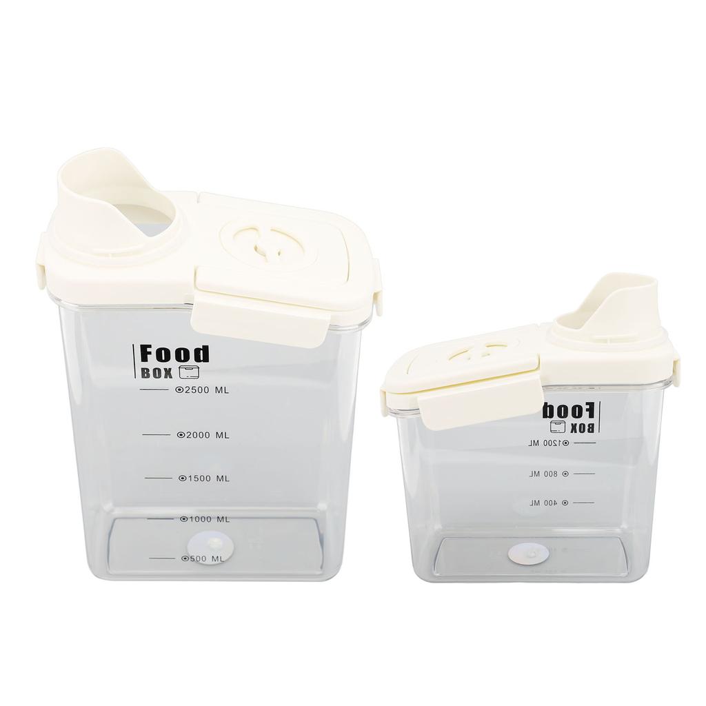 Cereal Storage Container with Pourable Spout Ergonomic Handle Lid Scale Timing Airtight Damp Proof P