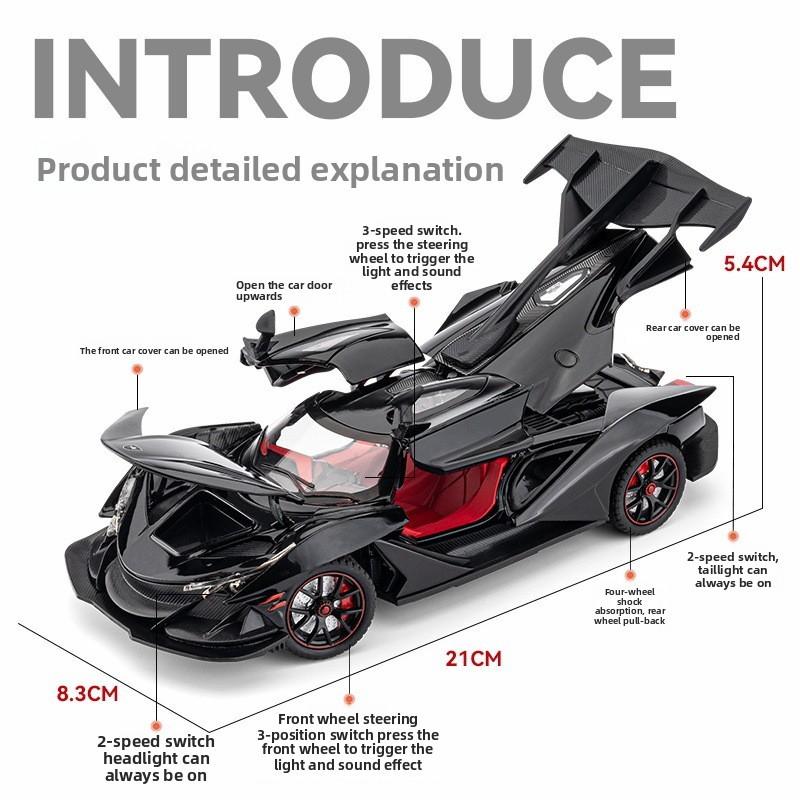 Ie Apollo Supercar Alloy Model With Sound Light And Opening Doors For Gift Kids