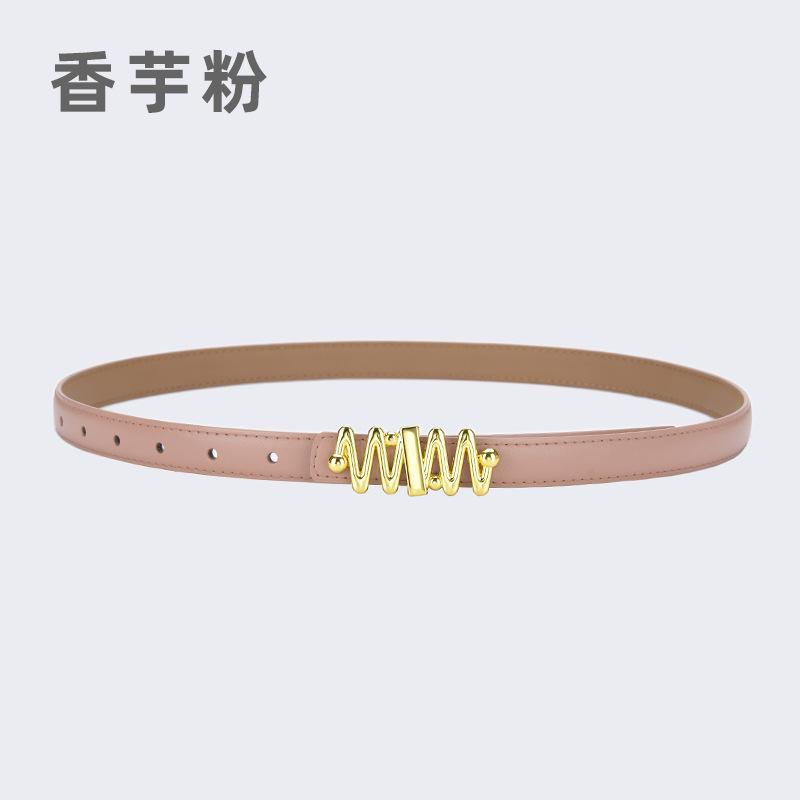 Belt Women'S Jeans Leather Simple Style Decoration Black Casual Thin Belt Tide