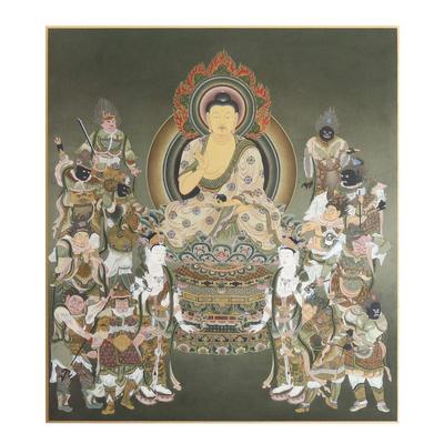 Hotokudo buddhistische Malerei Farbkarton Yakushi Nyorai Zwölf Himmelsgeneräle